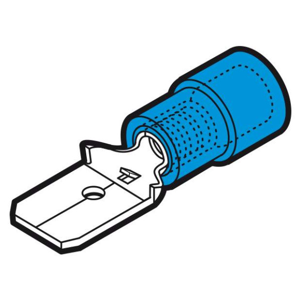 BFM608BP - Clip partiellement isolé mâle bleu (1,5 à 2,5 mm²) - 6,3 x 0,8 mm en boite plastique