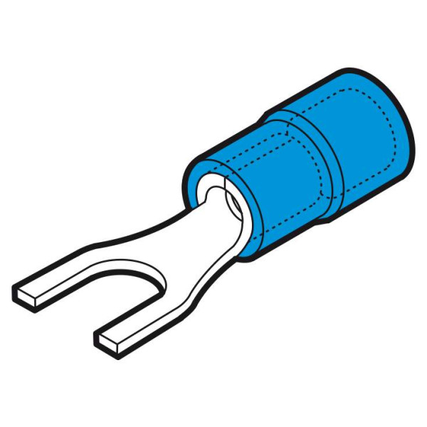 BFU4BP - Cosse préisolée fourche bleue (1,5 à 2,5 mm²) - Diam. 4 mm en boite plastique