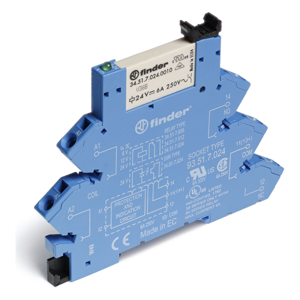 Interface modulaire a relais 6,2mm 1rt 6a 240vac/dc cages ressort agni (386102400060)