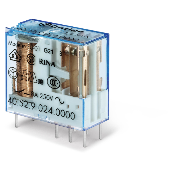 Relais circuit imprime 2rt 8a 14dc contacts agcdo pas 5mm lavable (405290142001)