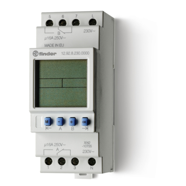 Interrupteur horaire astro 7jr digital 2 inverseurs 16a 230v avec reserve programmation et sauvegarde donnees avec cle (129282300090)