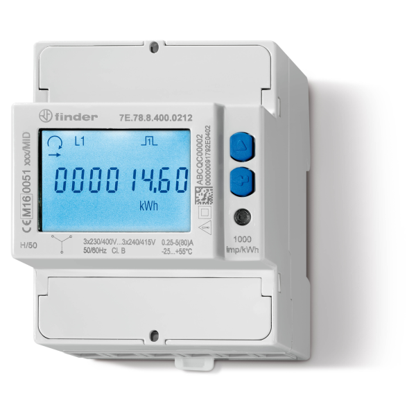 Compteur dénergie triphasé 10 à 80a, double tarif, mid, modbus (7e7884000212pas)