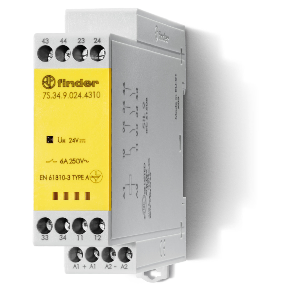 Relais mod contacts guidés 3no + 1nc 6a 12v dc, agsno2, sil2, à cage (7s3490124310)