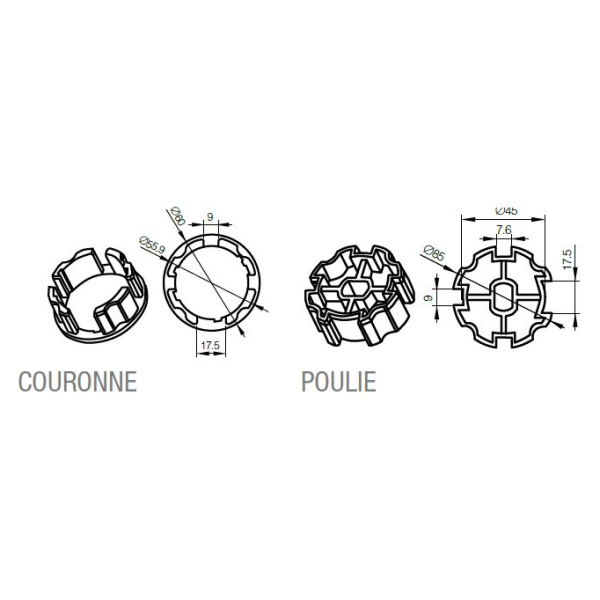 Adaptateur rond 58x0,8mm