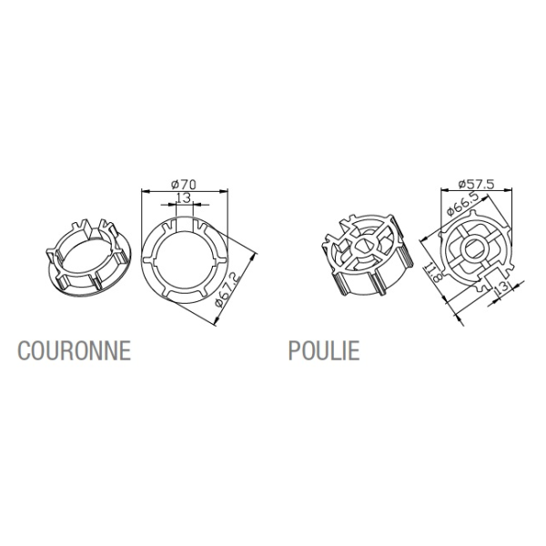 Adaptateur rond 71x1,5mm excentrique 2mm