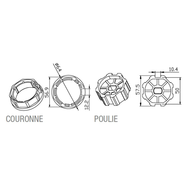 Adaptateur octogonal 60x0,8mm