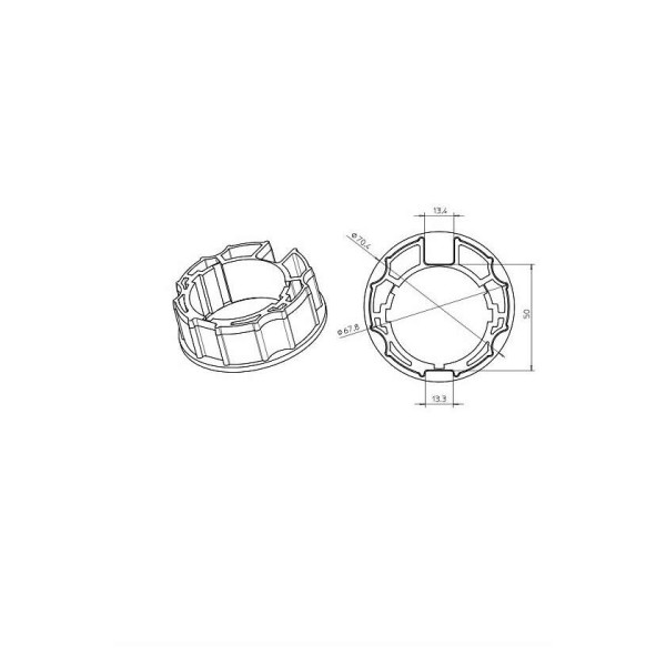 Adaptateur ogive inclinée 70mm