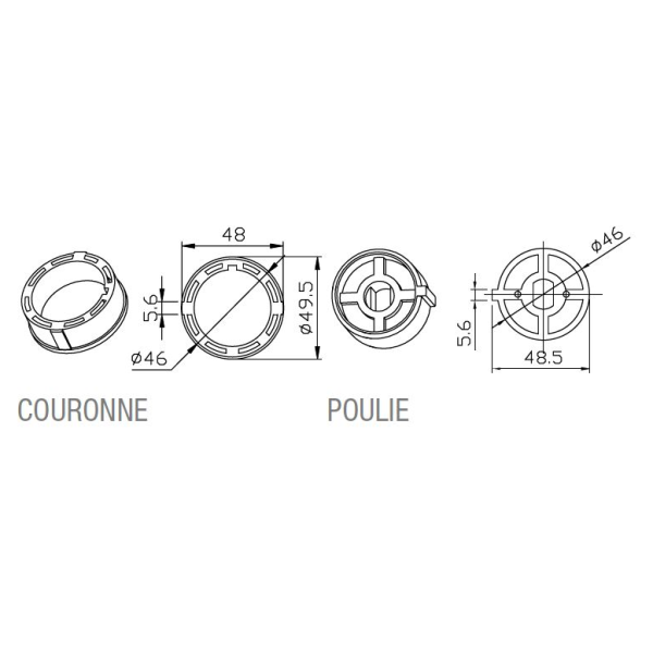 Adaptateur Rond 61 mm Renforcé 7 mm avec Clavette Came