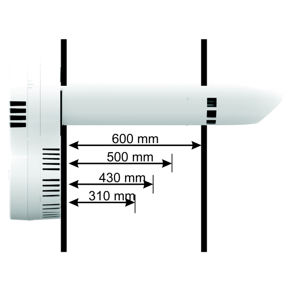 Ventilation double flux tubulaire, rendement 75%, 25/45 m3/h, D150mm, long 430mm. (ECOROOM 150/430)