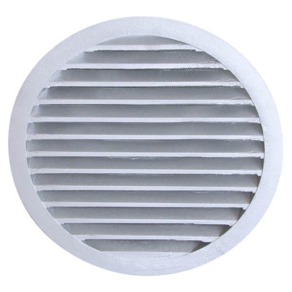 Grille de rejet extérieur circulaire fonte aluminium, D de raccordement 100 mm. (USAV 100)