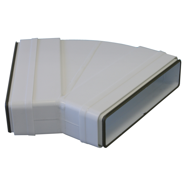 Coude 45° horizontal PVC rigide à joints d'étanchéité, rectangulaire 55 x 110 mm. (CHMV 100)