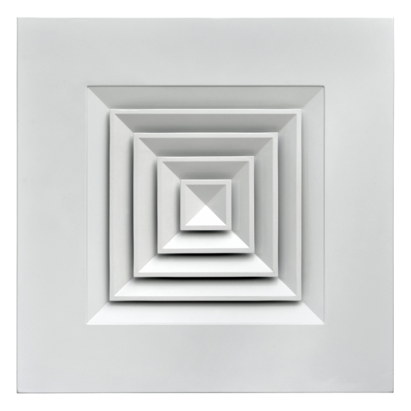 Diffuseur carré, blanc, 4 directions, raccordement D400 mm. (DPC 4 525)