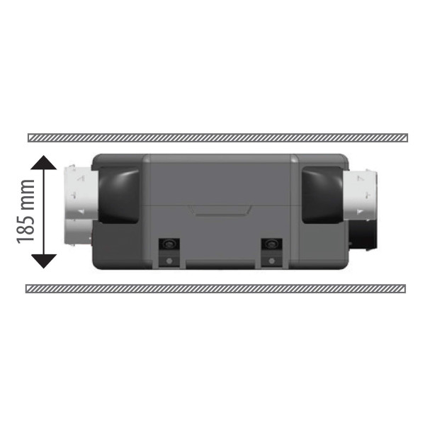 Kit VMC hygro extra-plat 185 mm basse conso 18,1 W-Th-C jusqu'à 4 sanitaires. (OZEO FLAT 2 KHB T3/7 P)