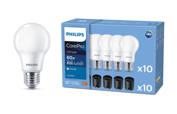 Pack de 6 ledbulb nd 8-60w a60 e27 827