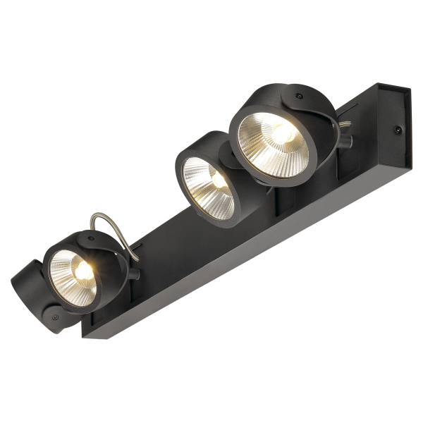 SLV by Declic KALU LED 4 applique/plafonnier, long, noir, LED 60W, 3000K, 24°