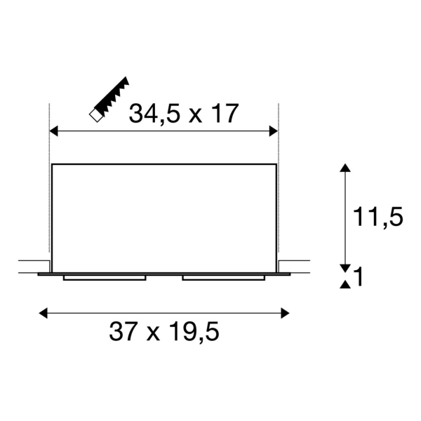 Kit kadux 2 led xl. encastré carré. blanc. 2x24w. 3000k. 30°. alim incluse
