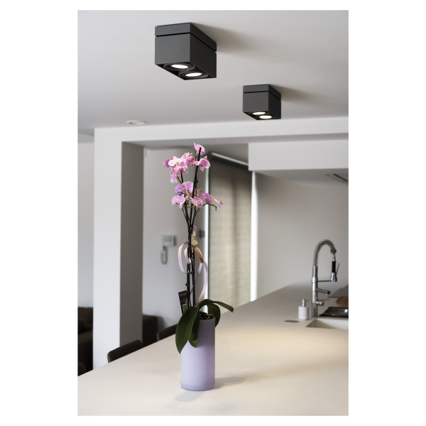 Kardamod surface carre es111 double plafonnier. noir. gu10. max. 2x75w