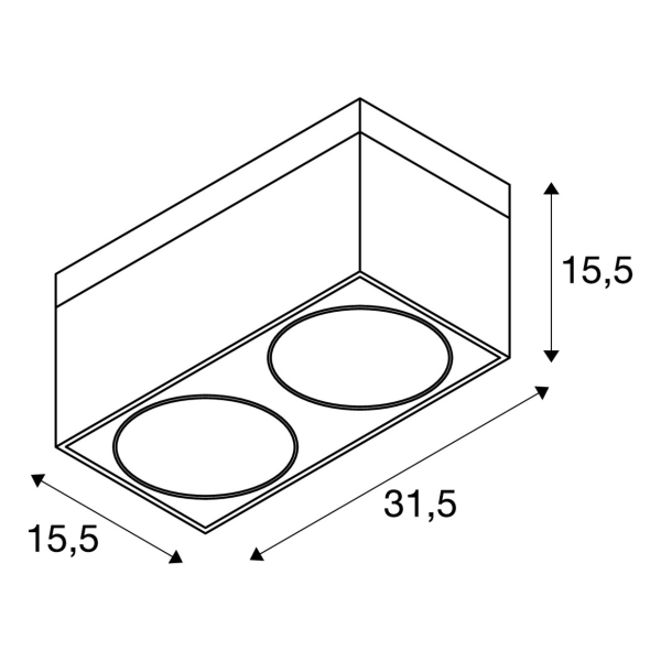 Kardamod surface carre es111 double plafonnier. noir. gu10. max. 2x75w