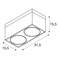 Kardamod surface carre es111 double plafonnier. noir. gu10. max. 2x75w