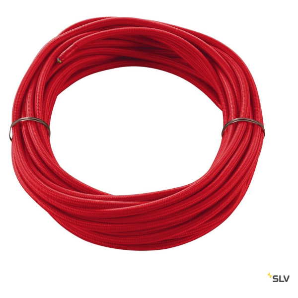 CABLE TEXTILE, 10m, rouge, 3 pôles