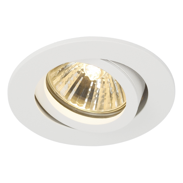 New tria 68, encastré de plafond intérieur, simple, rond, blanc, gu10/qpar51, 50w max, clips/lames ressorts