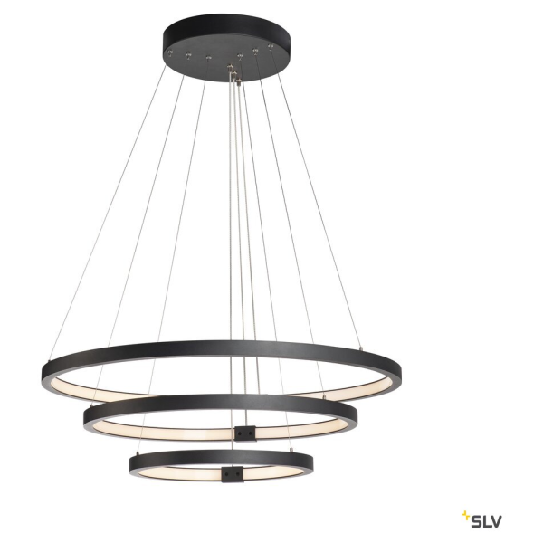 One triple, suspension intérieure, noir, led, 65w, 3000k/4000k, variable dali