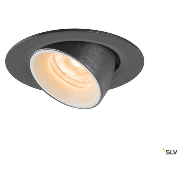 Numinos® gimble xs, encastré de plafond intérieur, 20°, noir/blanc, led, 7w, 2700k