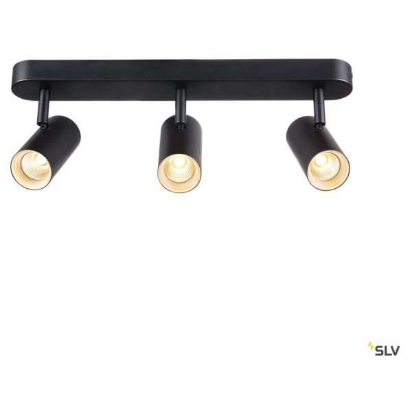 Noblo, applique et plafonnier intérieur, triple, noir, led, 24w, 2700k, variable triac