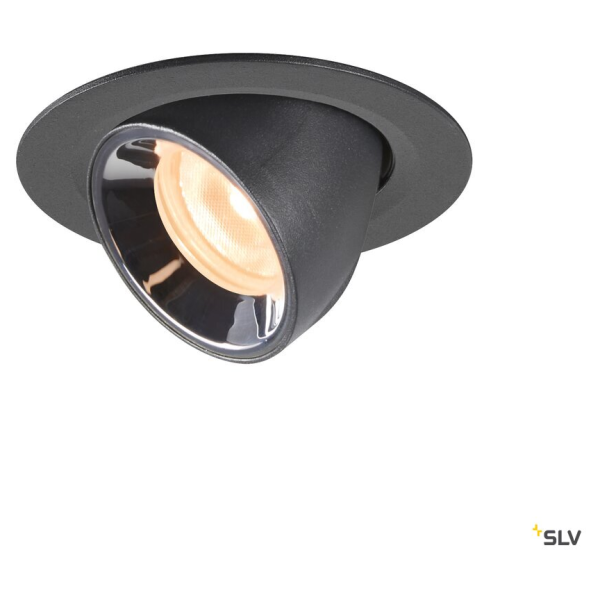 Numinos® gimble xs, encastré de plafond intérieur, 55°, noir/chrome, led, 7w, 2700k