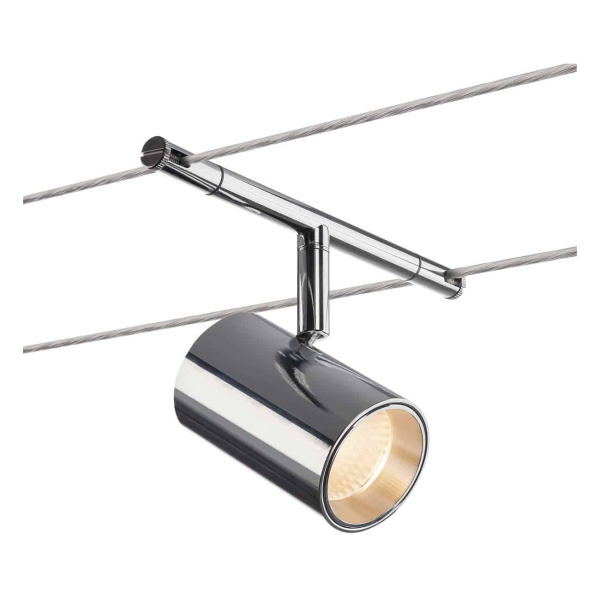 Noblo spot, spot pour câble tendu t.b.t., intérieur, chrome, led, 8,5w, 2700k