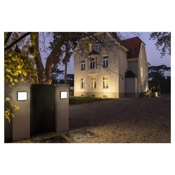 Ainos sensor, applique et plafonnier extérieur, carré, blanc, led, 18w, 3000k/4000k, ip65, détecteur de mouvement