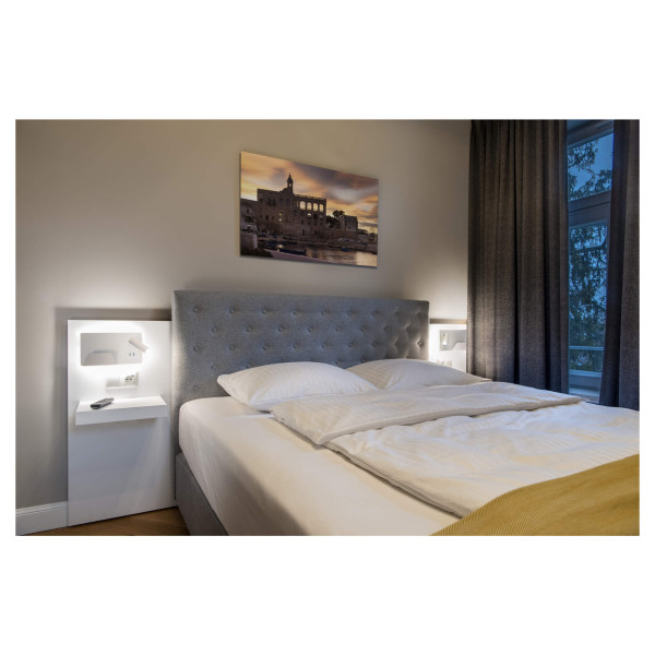 Somnila spot, applique intérieure, liseuse, version gauche, blanc, led, 13w, 3000k, avec port usb