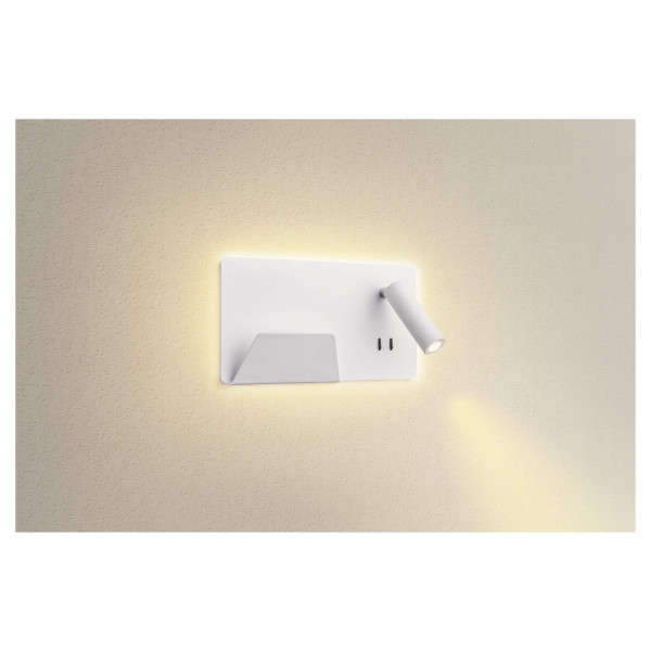 Somnila spot, applique intérieure, liseuse, version gauche, blanc, led, 13w, 3000k, avec port usb