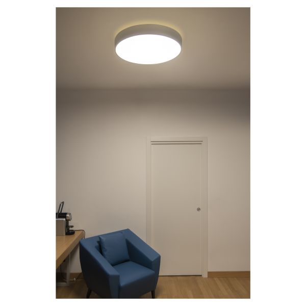 Medo 90 corona, plafonnier intérieur, rond, gris argent, led, 78w, 3000k/4000k, variable triac