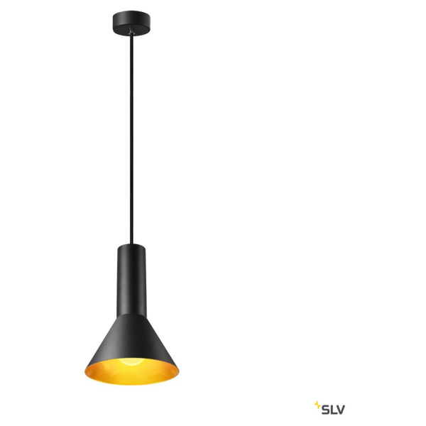 Phelia, suspension intérieure, ø 17,5 cm, noir/doré, e27, 23w max