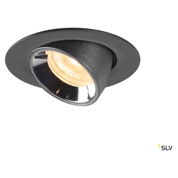 Numinos® gimble xs, encastré de plafond intérieur, 40°, noir/chrome, led, 7w, 3000k