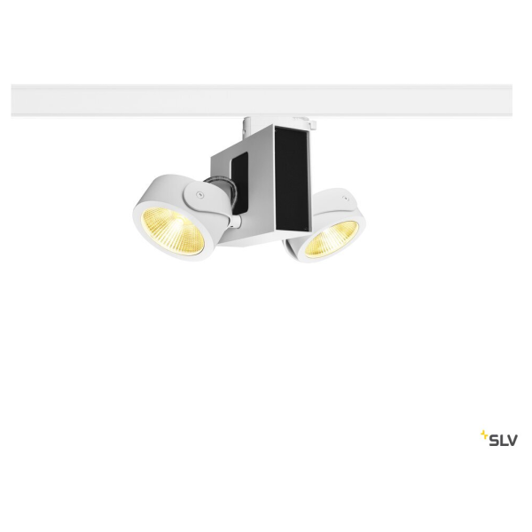 Tec kalu track, spot pour rail 3 allumages, intérieur, double, 24°, blanc/noir, led, 31w, 3000k, variable triac