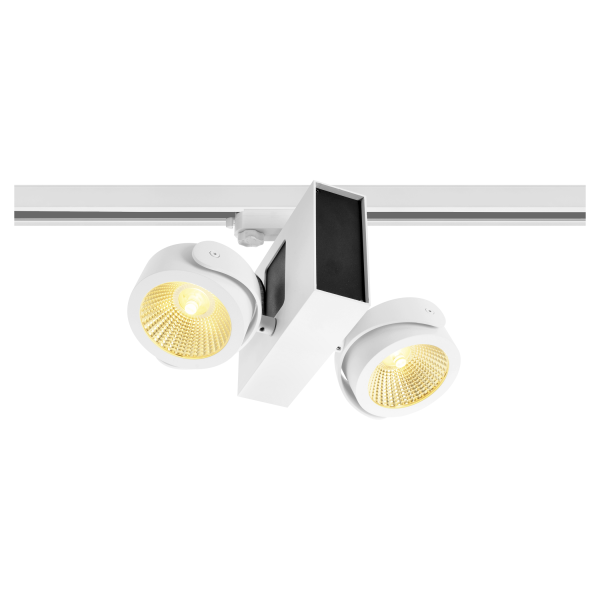 Tec kalu track, spot pour rail 3 allumages, intérieur, double, 24°, blanc/noir, led, 31w, 3000k, variable triac