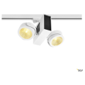 Tec kalu track, spot pour rail 3 allumages, intérieur, double, 24°, blanc/noir, led, 31w, 3000k, variable triac