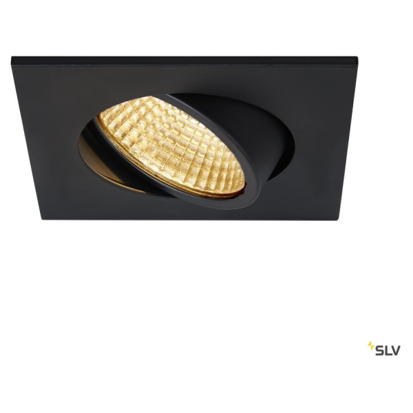 New tria 68, encastré de plafond intérieur, simple, carré, noir mat, led, 5,3w, 2700k, clips ressorts