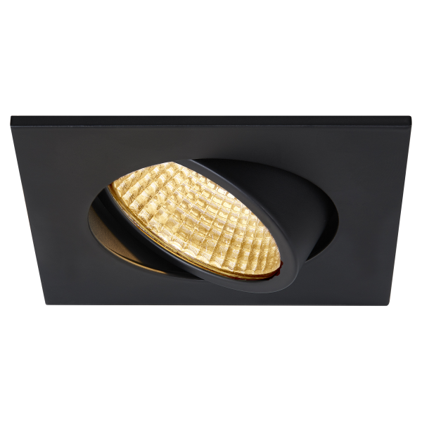 New tria 68, encastré de plafond intérieur, simple, carré, noir mat, led, 5,3w, 2700k, clips ressorts