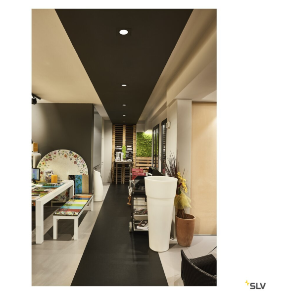 New tria 68, encastré de plafond intérieur, simple, carré, noir mat, led, 5,3w, 2700k, clips ressorts