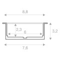 Glenos profil aluminium a encastrer avec diffuseur, alu anodisé, 1m