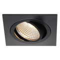 Pireq 77 encastré, carré, noir mat, 6w, led 3000k, 38°, alim incluse,