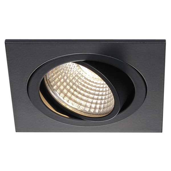 Pireq 77 encastré, carré, noir mat, 6w, led 3000k, 38°, alim incluse,