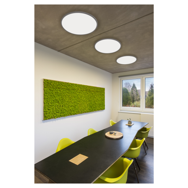 Panel 60, plafonnier intérieur, rond, gris argent, led, 43w, 4000k, variable dali