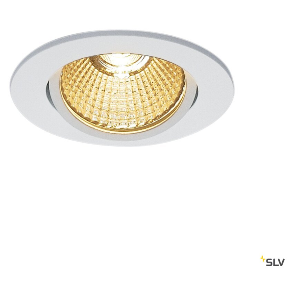 New tria 68, encastré de plafond intérieur, simple, rond, blanc mat, led, 11w, 2700k, clips ressorts, variable triac