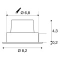 New tria 68, encastré de plafond intérieur, simple, rond, blanc mat, led, 11w, 2700k, clips ressorts, variable triac