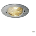 New tria 68, encastré de plafond intérieur, simple, rond, alu brossé, led, 7,2w, 1800-3000k, clips/lames ressorts, dim to warm, variable triac