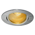 New tria 68, encastré de plafond intérieur, simple, rond, alu brossé, led, 7,2w, 1800-3000k, clips/lames ressorts, dim to warm, variable triac